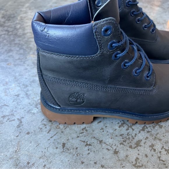 Timberland Premium Navy Blue Leather Boots - Boys Size 5 / Women’s 7 - Picture 8 of 13